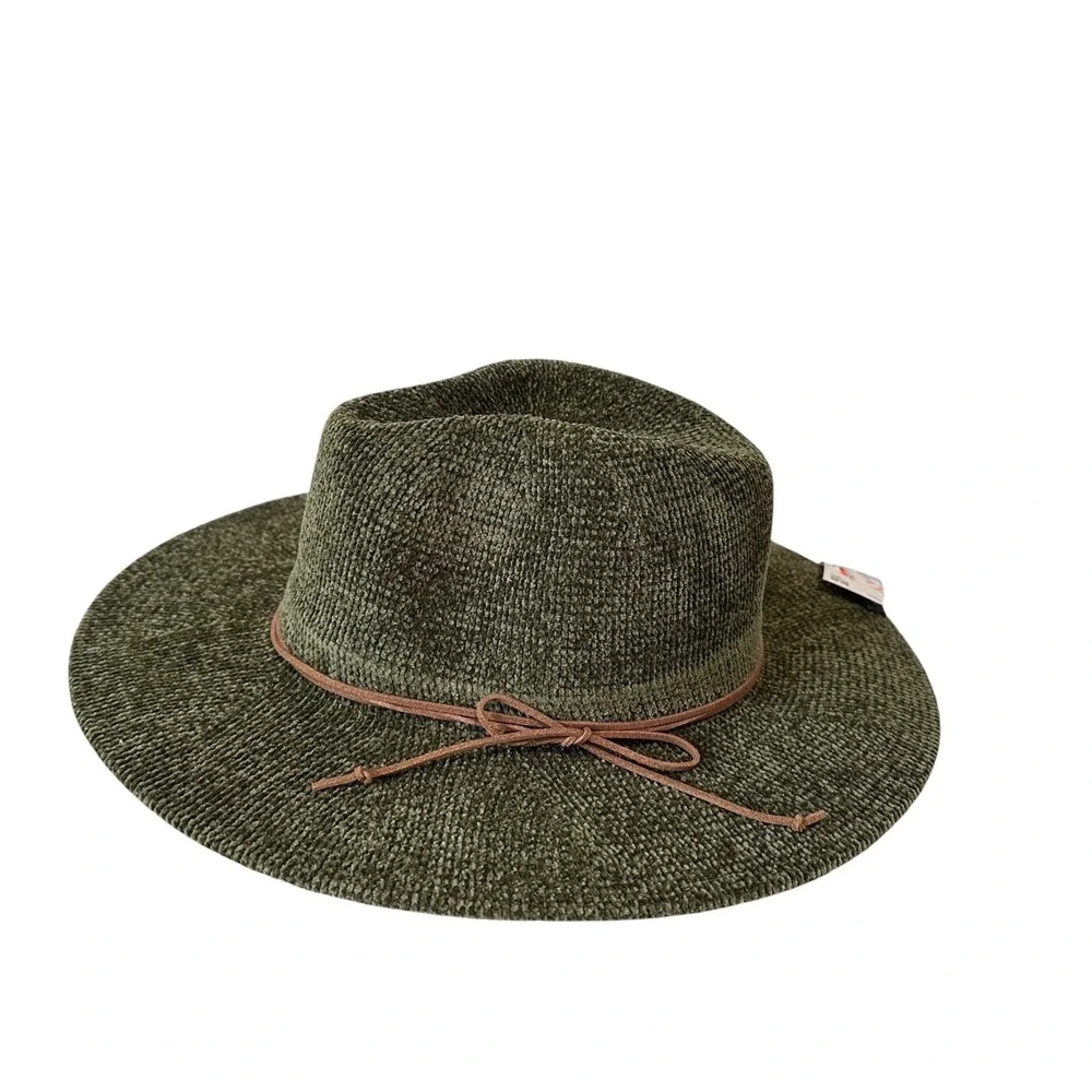 Wearable Art Fedora Hat‎ Adult One Size Olive Green NEW Textured Wide Brim Boho